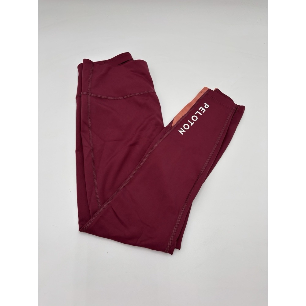 Peloton Leggings Women's Medium Red High Rise Logo Athletic Workout Pants